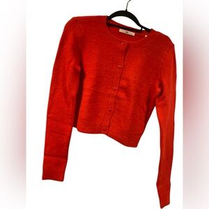 NWT Alo Yoga snuggle up sweater cropped cardigan BRIGHT RED Size XS